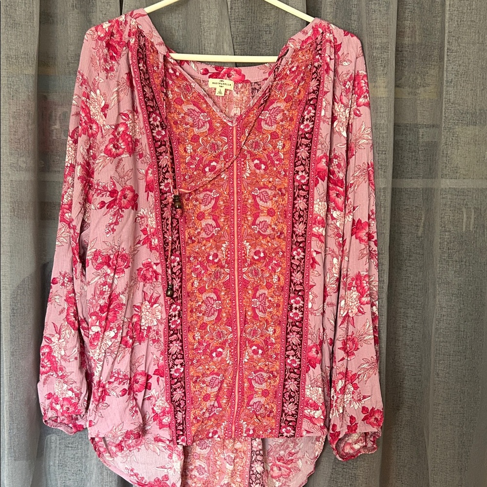 Elegant Pink Floral Women's Blouse
